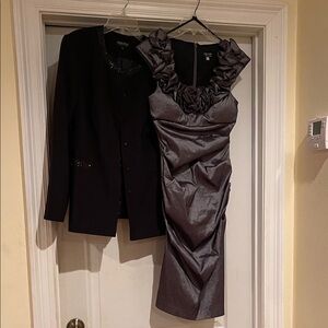 Escape Charcoal Ruffled  Dress and John Meyer Blazer size 10